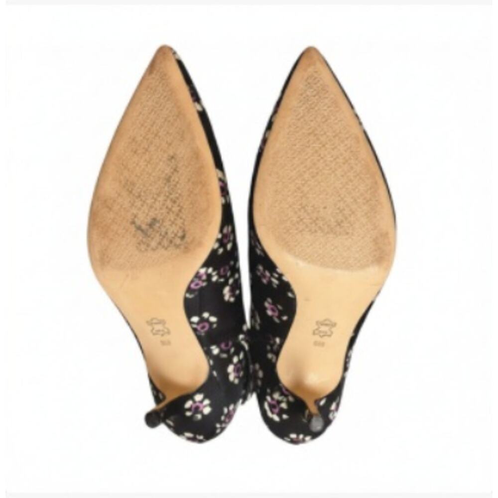 Tory Burch Rosalind 65mm Floral Satin Slingback Heels Sz 9 Black Bow Kitten Heel - Picture 4 of 4